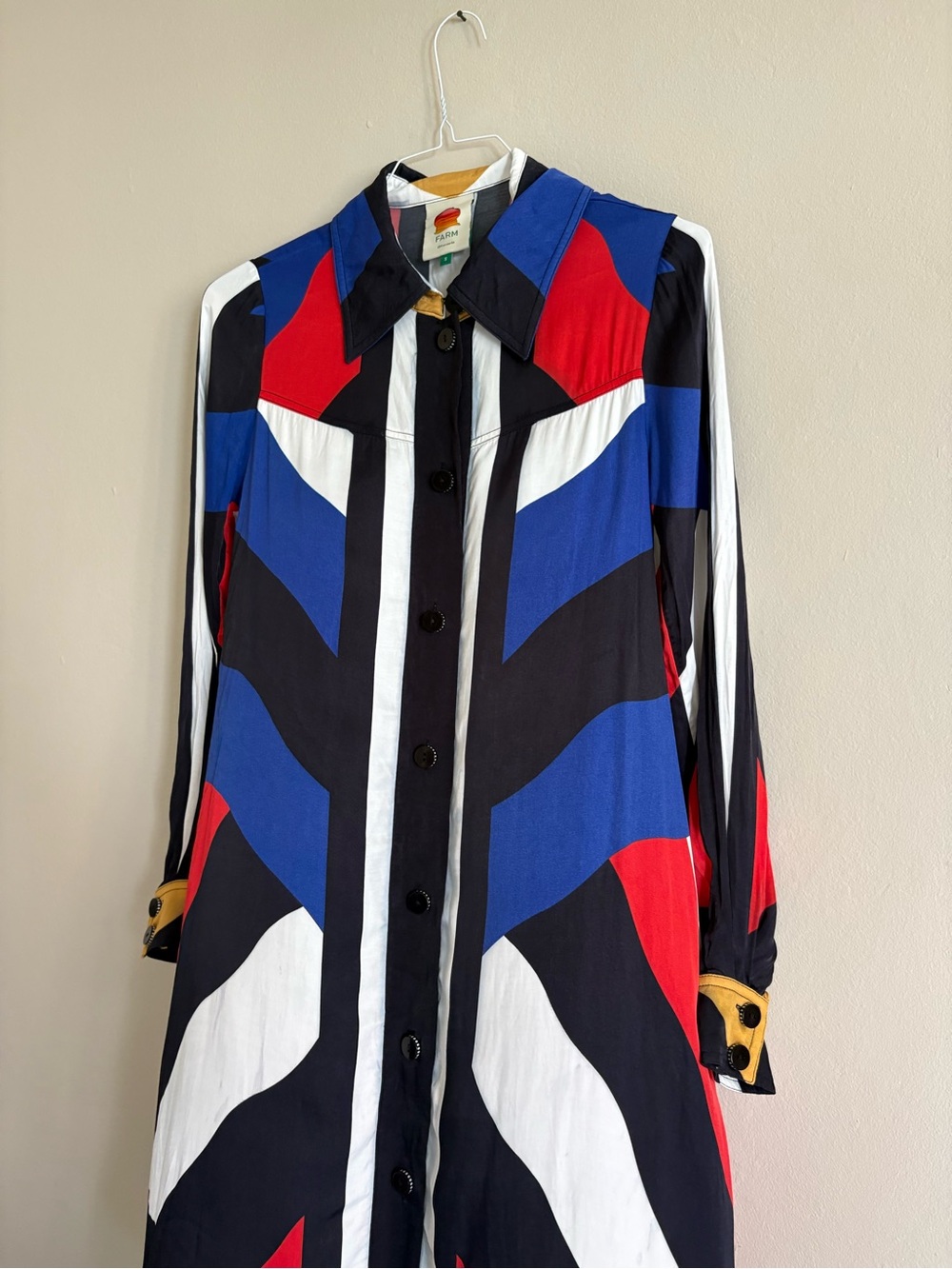 Farm Rio Button-Front Colorblock Dress